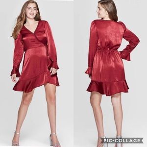 NWT Xhilaration red wine silk dress size Medium